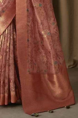 Rustic Marron Banarasi Jacquard Saree