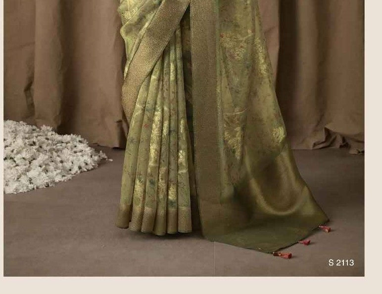 Light Green Banarasi Jacquard Saree