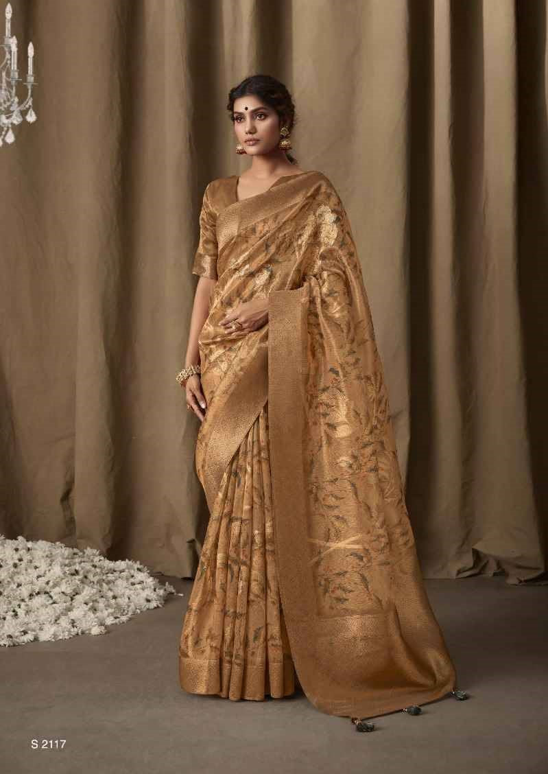 Golden Yellow Banarasi Jacquard Saree