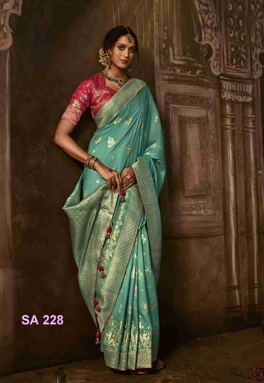 Turquoise Green Silk Saree