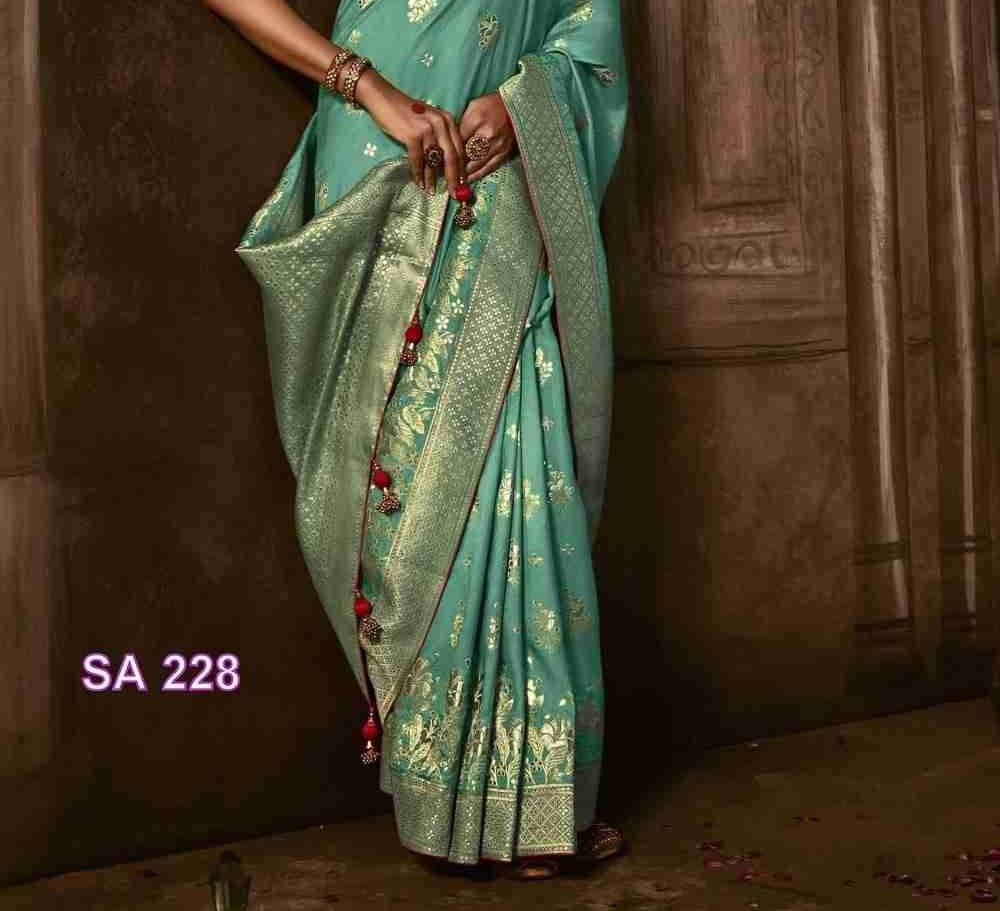Turquoise Green Silk Saree