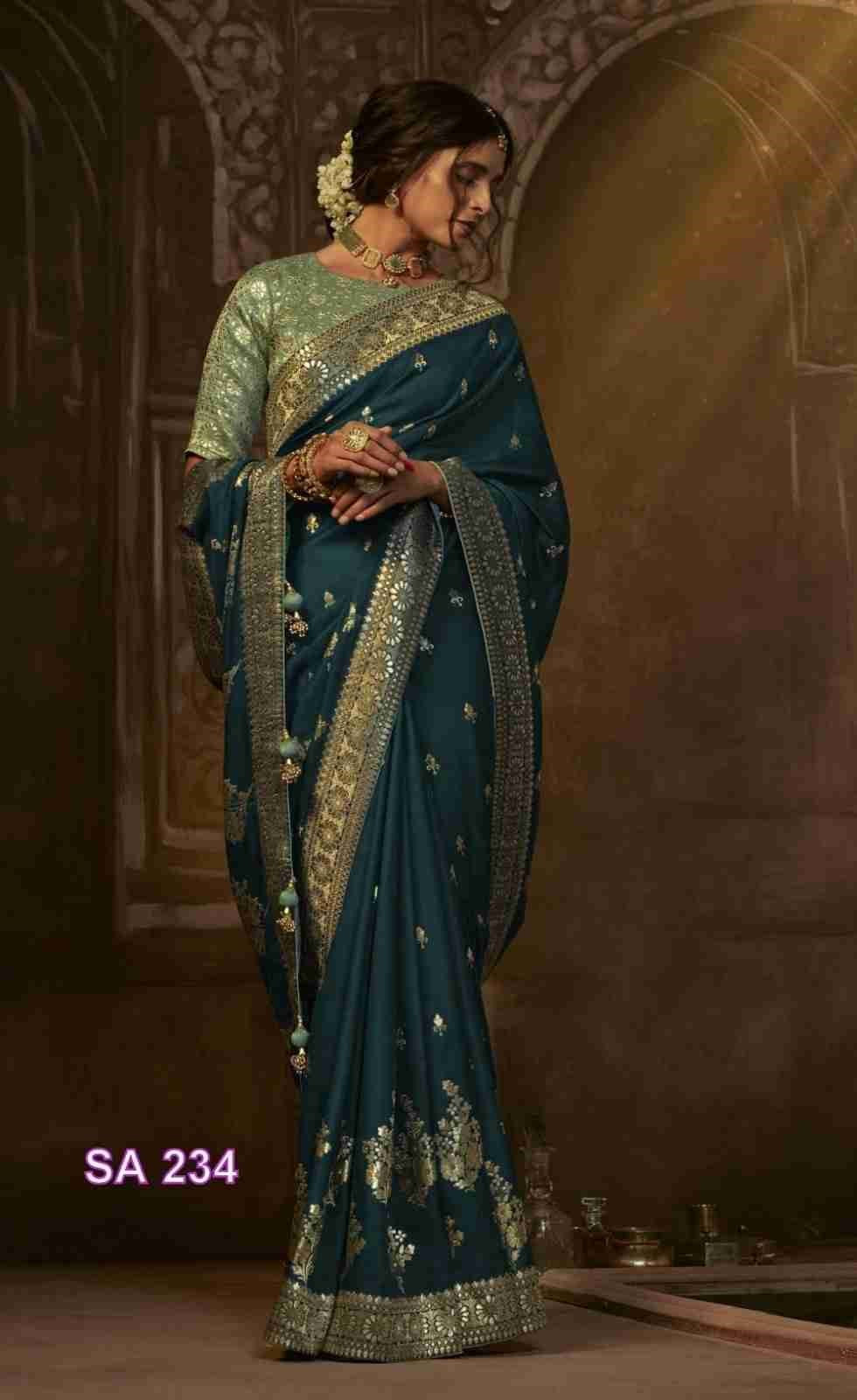 Teal Blue Silk Saree