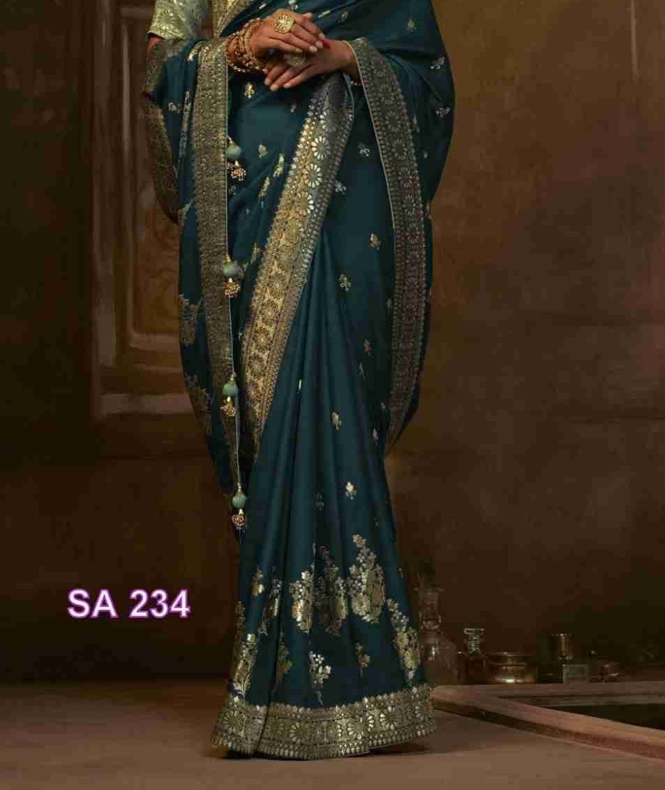 Teal Blue Silk Saree