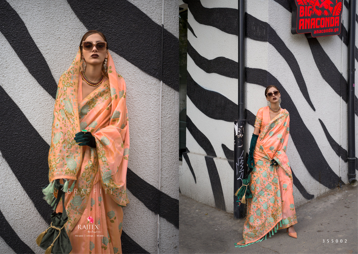 Peach Parsi Weaving - Handwoven Textured Silk Saree