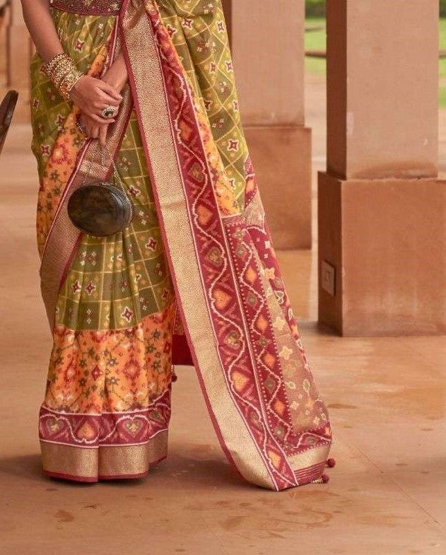 Mehndi Green Patola Silk Saree