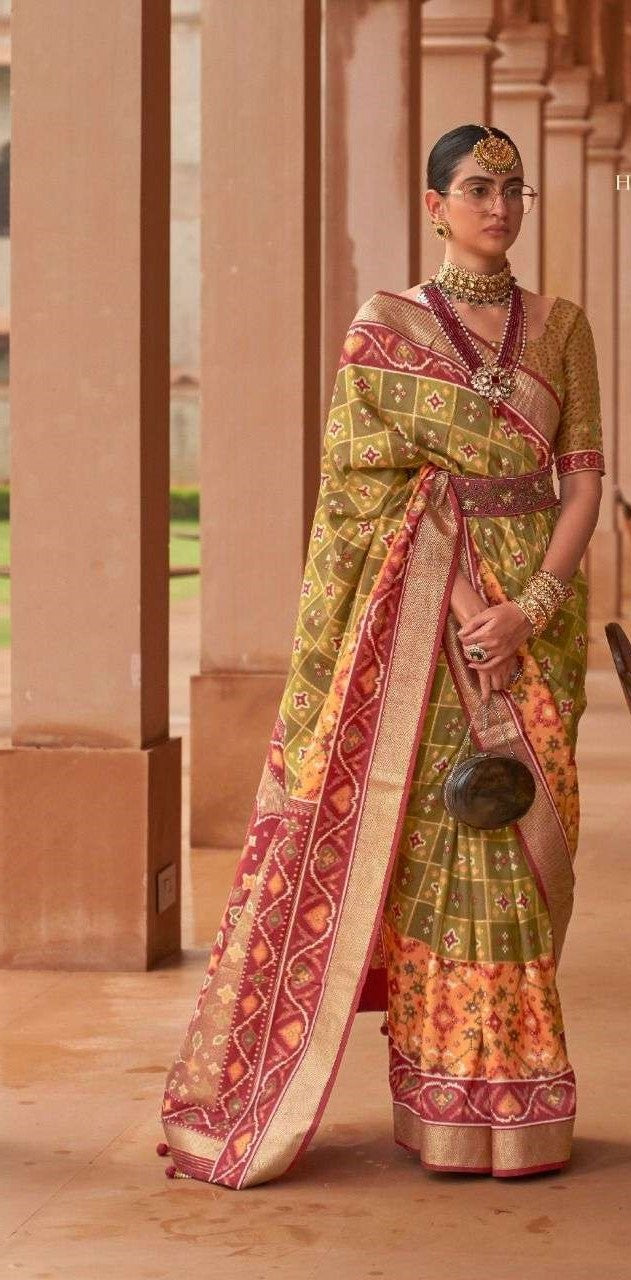 Mehndi Green Patola Silk Saree