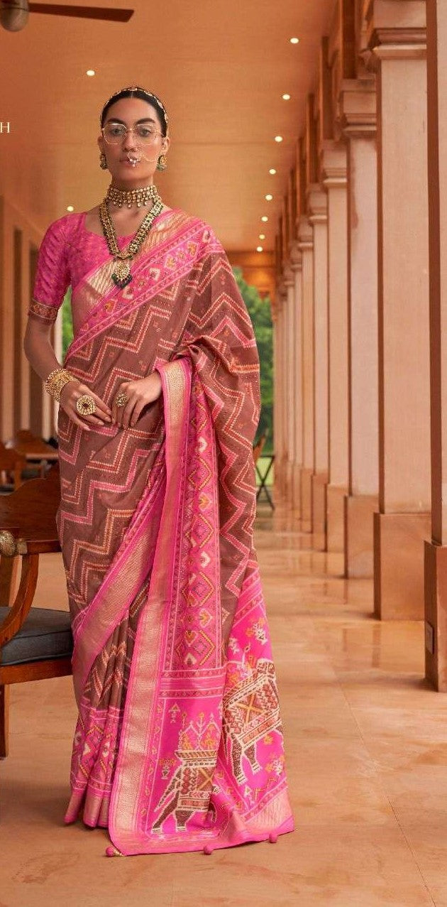 Pink Patola Silk Saree