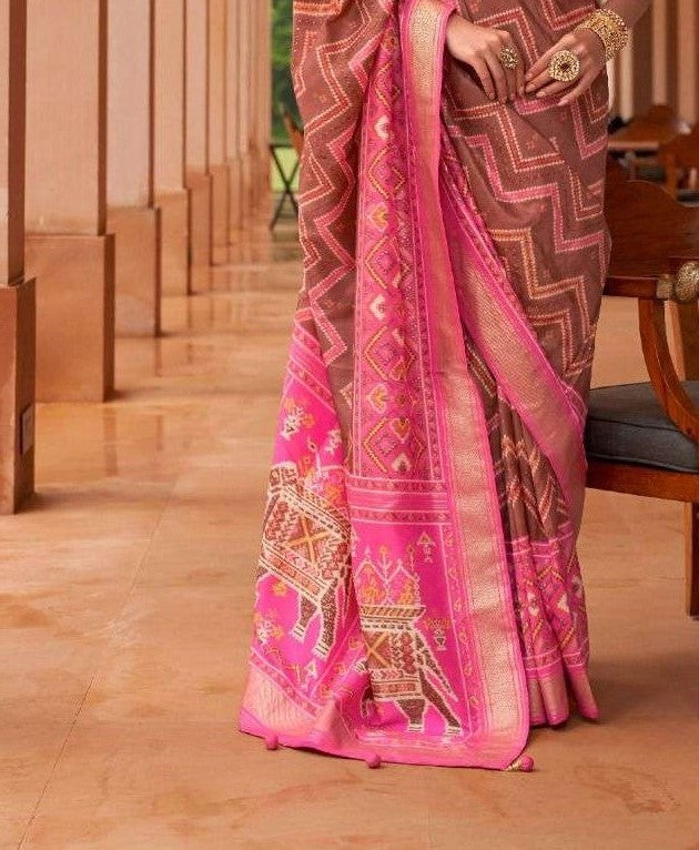Pink Patola Silk Saree