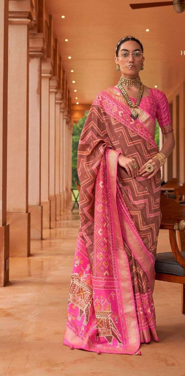 Pink Patola Silk Saree