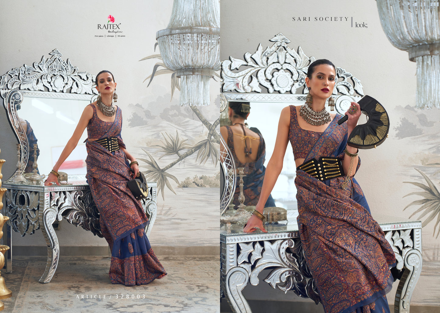 Royal Blue Modal Heavy Kashmiri Handloom Weaving Silk Saree