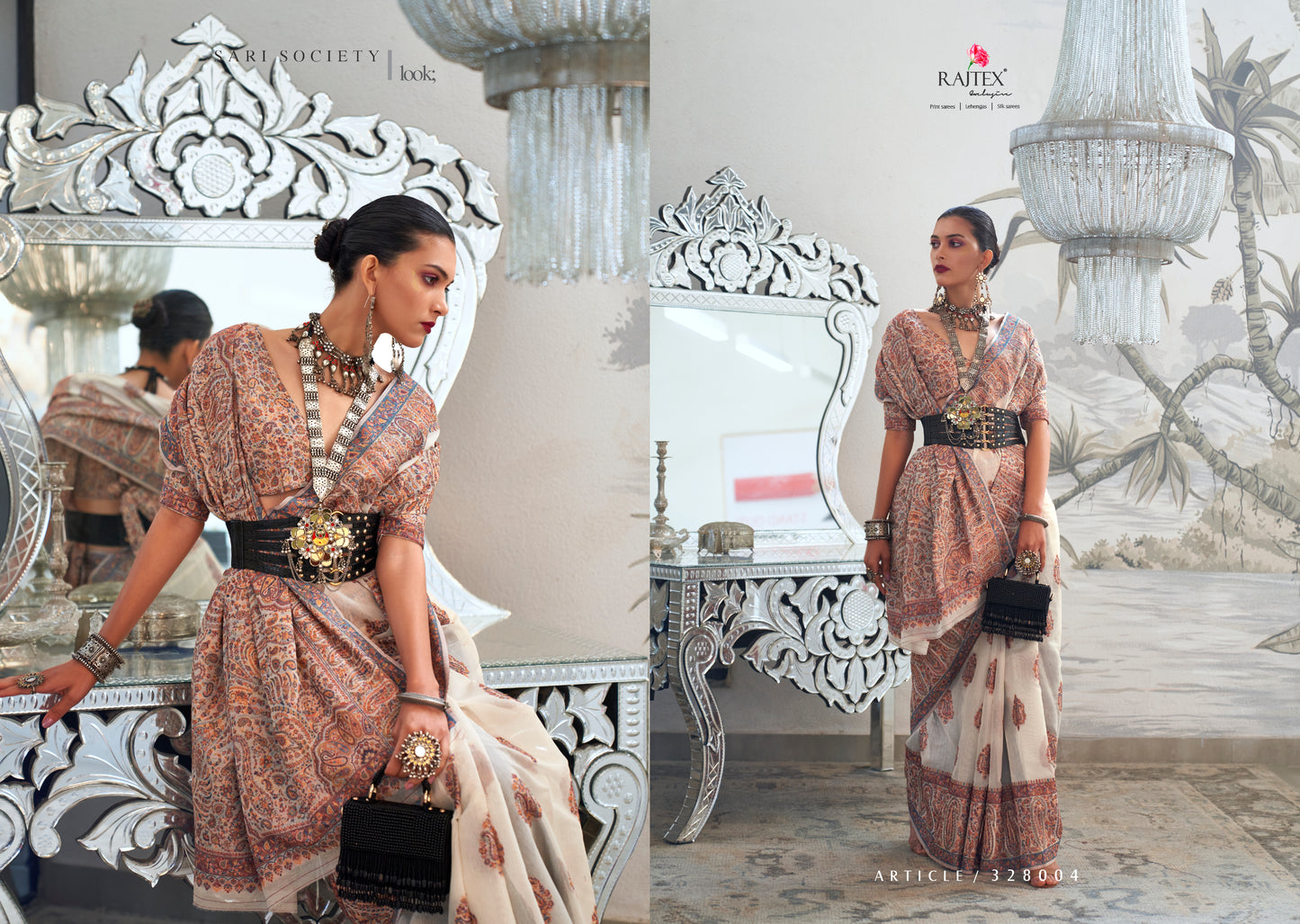 Off White Modal Heavy Kashmiri Handloom Weaving Silk Saree