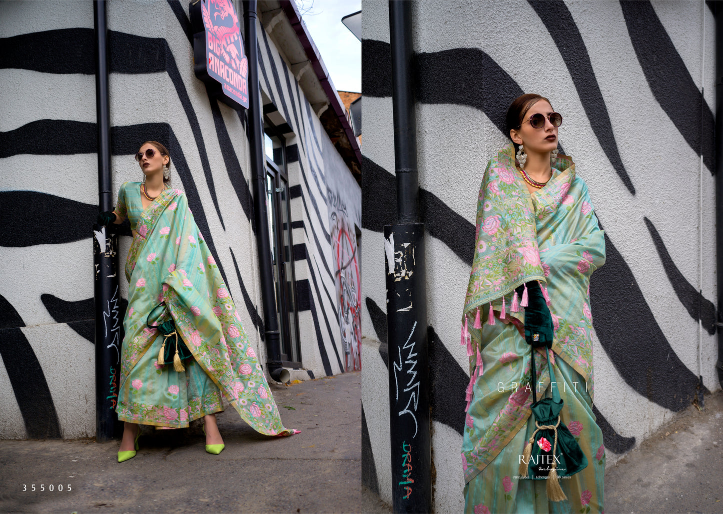 Soft Teal Parsi Weaving - Handwoven Textured Silk Saree
