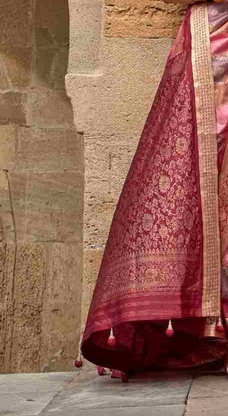 Pink & Red Silk Saree