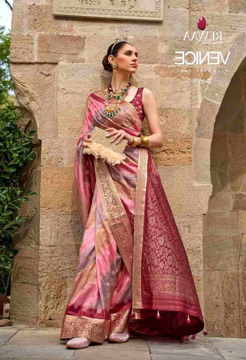 Pink & Red Silk Saree