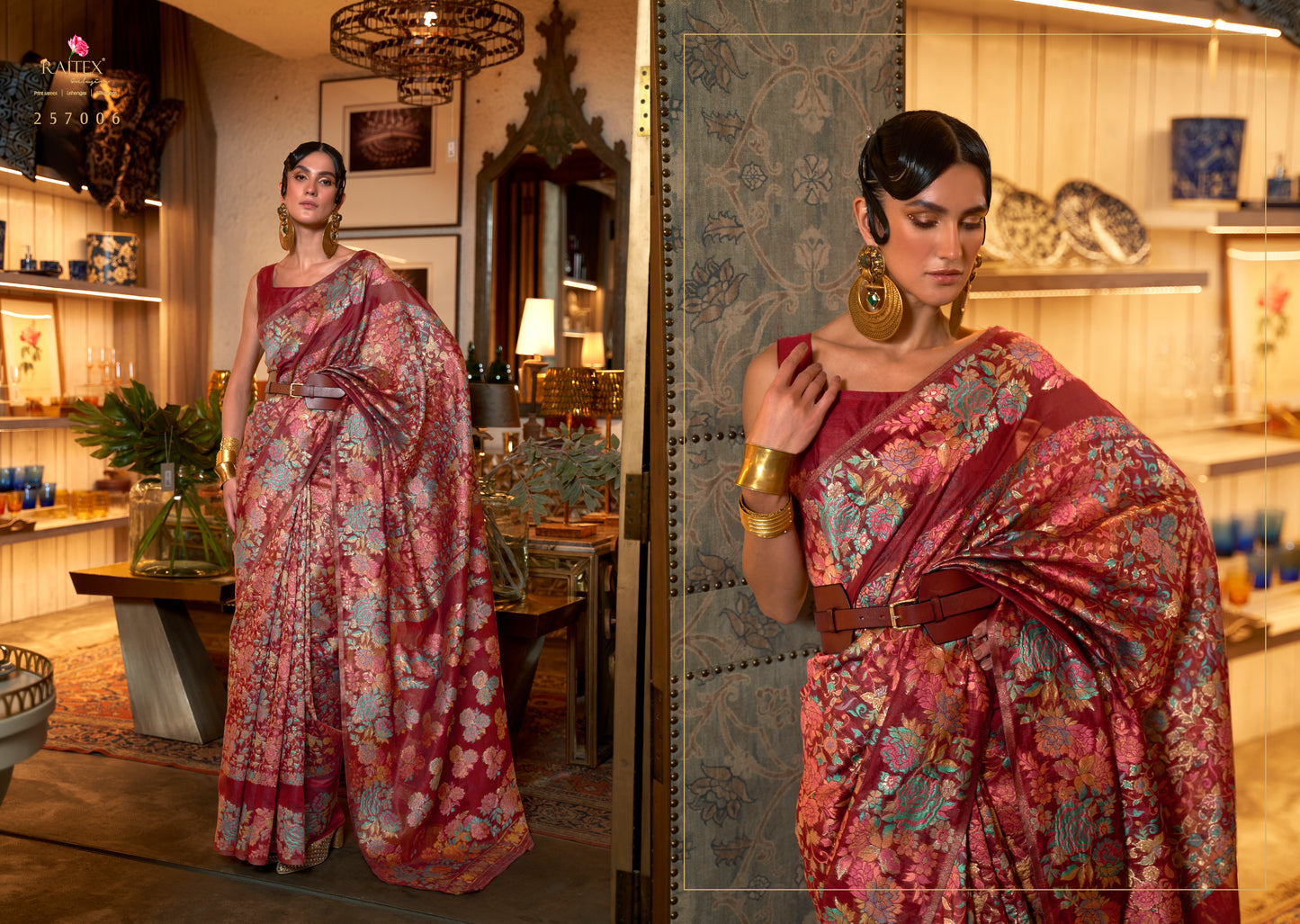 Barn Red Modal Handloom Weaving Silk Saree