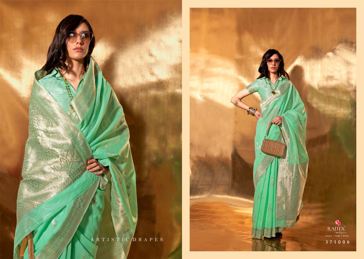 Pastel Green Pure Handloom Linen Weaving Sarees