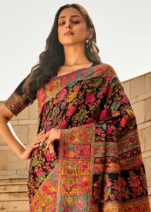 Black Kashmiri Modal Saree
