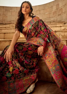 Black Kashmiri Modal Saree