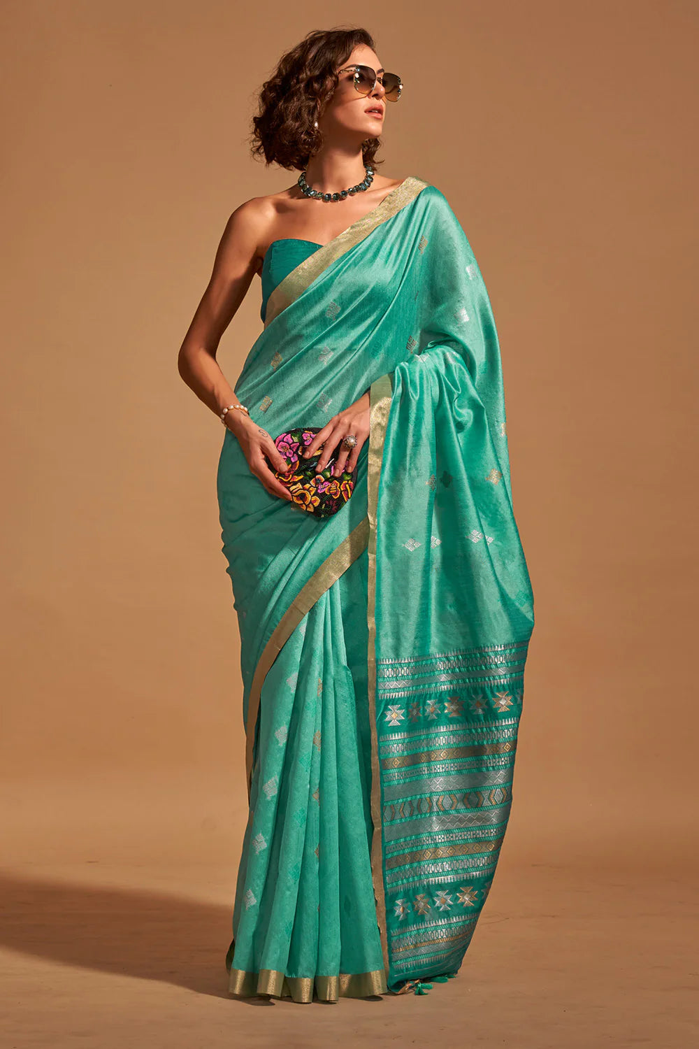 Blue Handloom Silk Saree