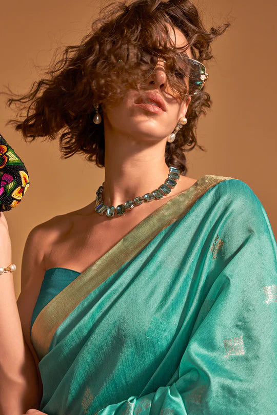 Blue Handloom Silk Saree