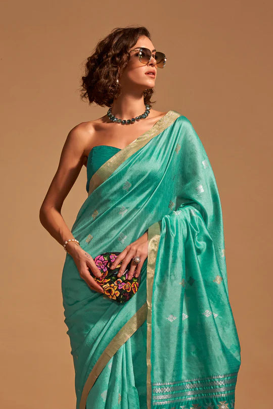 Blue Handloom Silk Saree