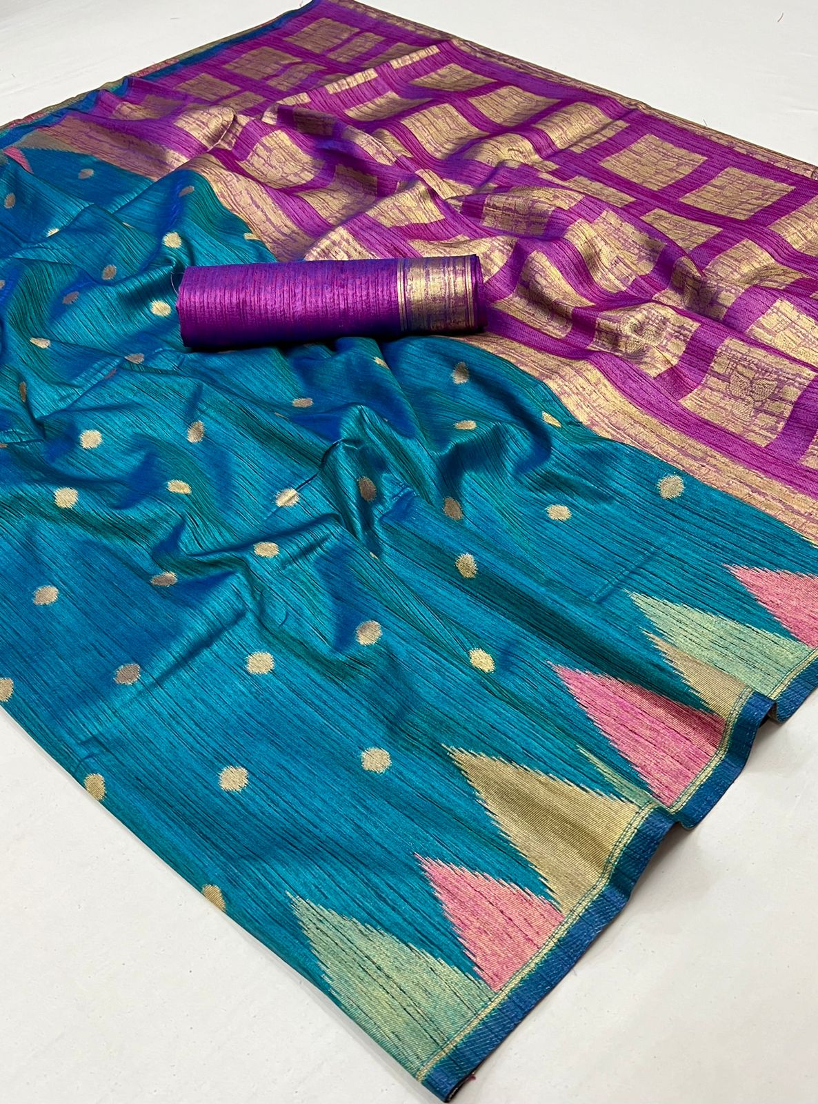 Blue Handloom Weaving Khaddi Silk Saree