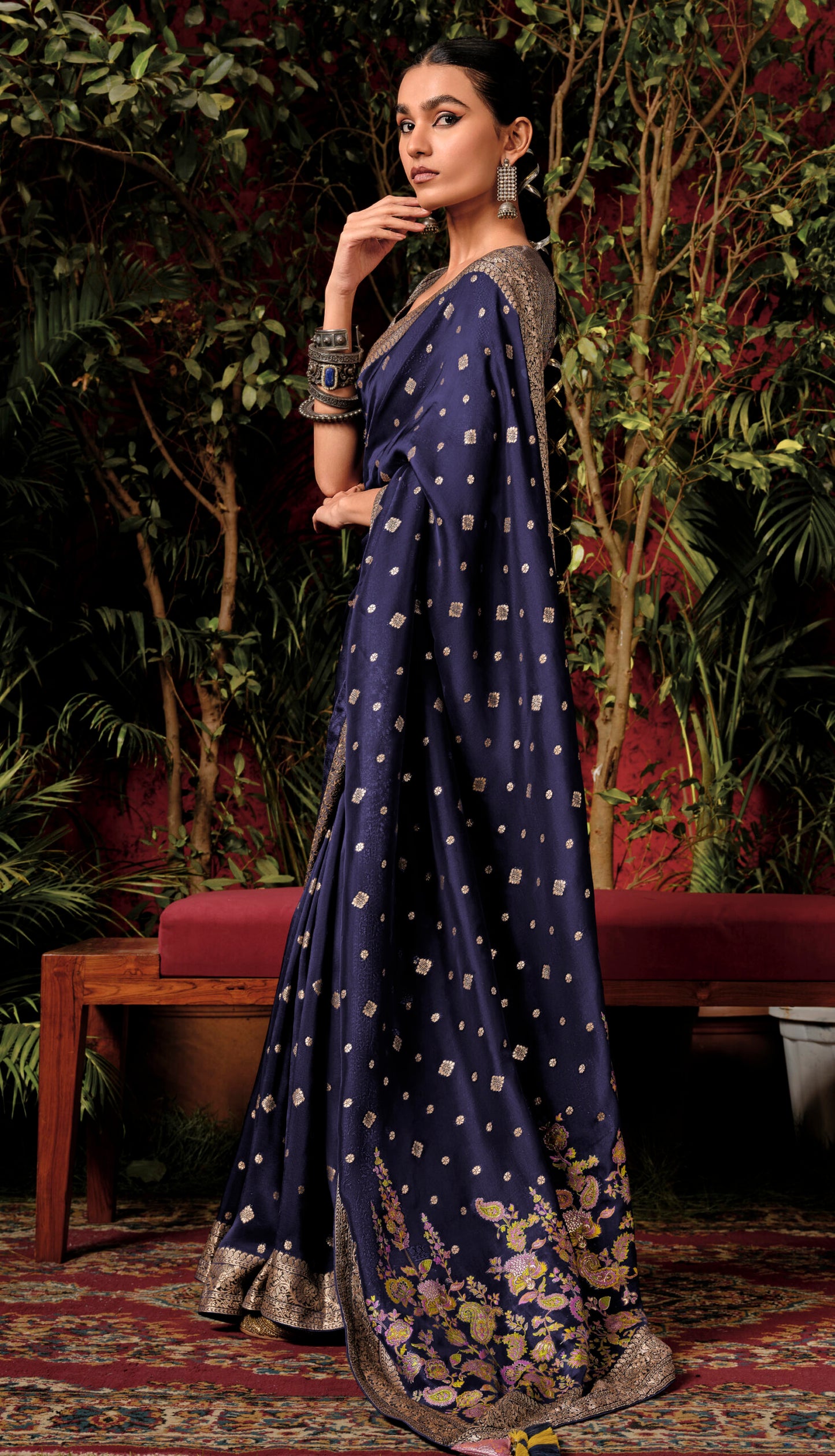 Blue Pure Viscose Dola Silk Saree