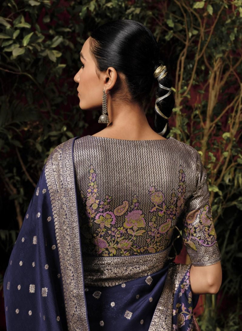 Blue Pure Viscose Dola Silk Saree