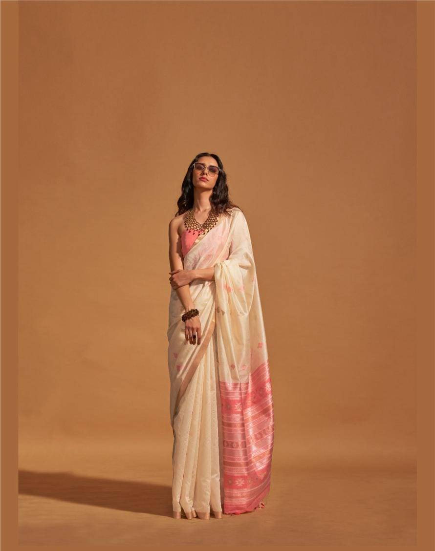 Off White Handloom Silk Saree