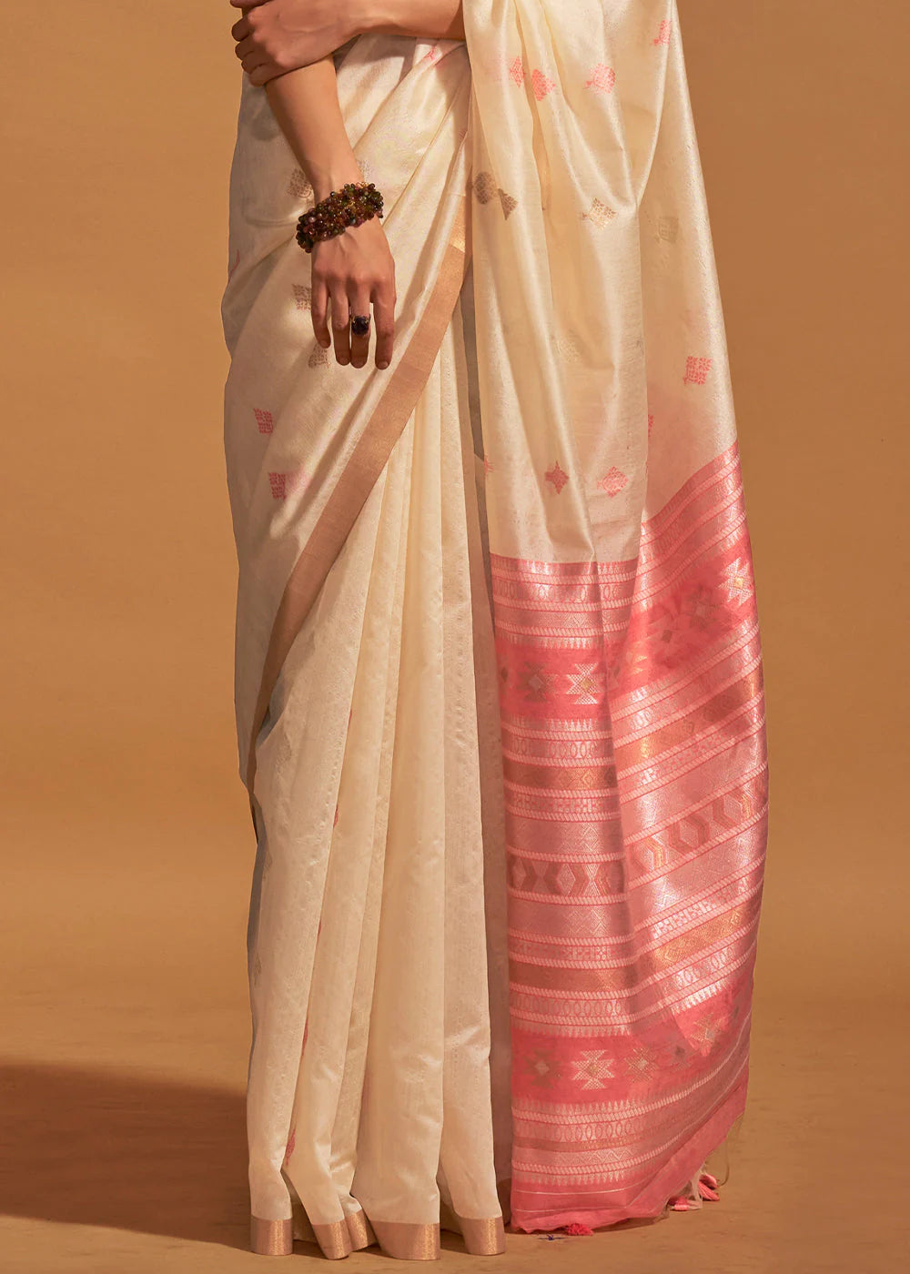 Off White Handloom Silk Saree