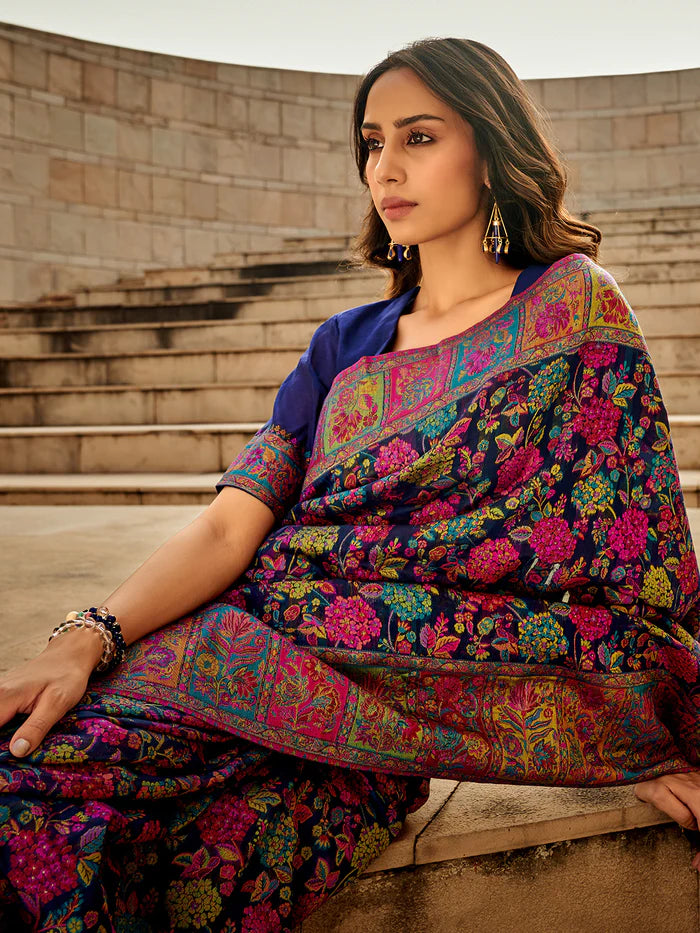 Blue Kashmiri Modal Saree