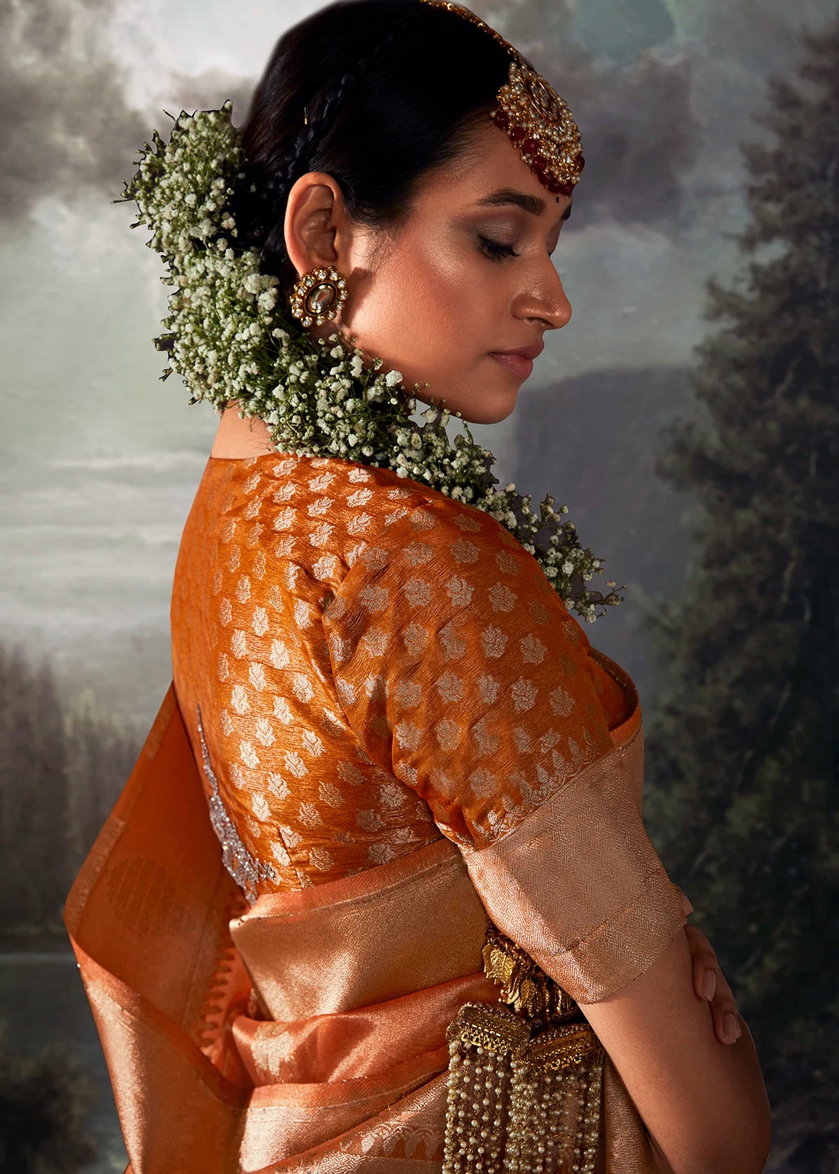 Orange Pure Banarasi Silk Saree