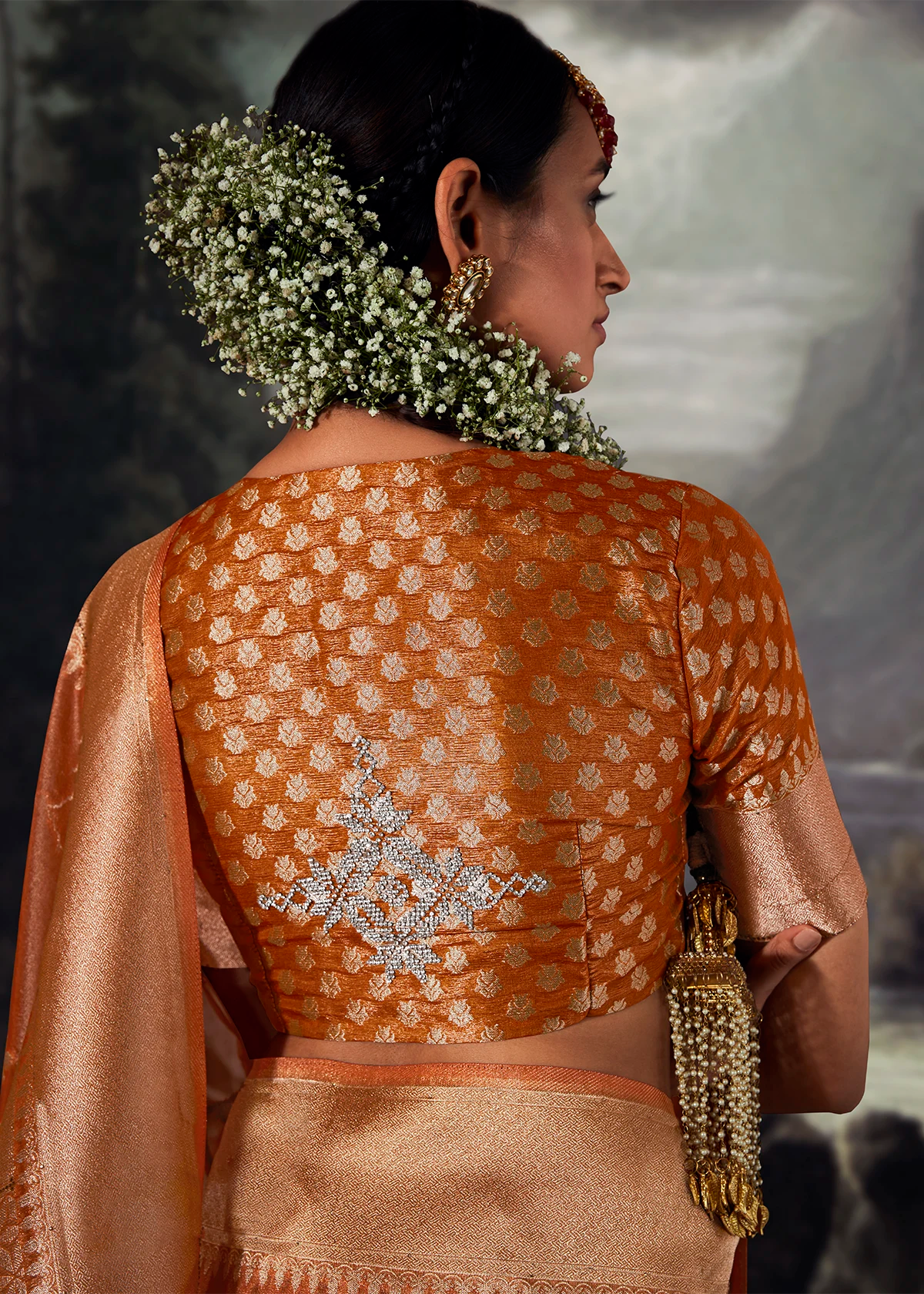Orange Pure Banarasi Silk Saree