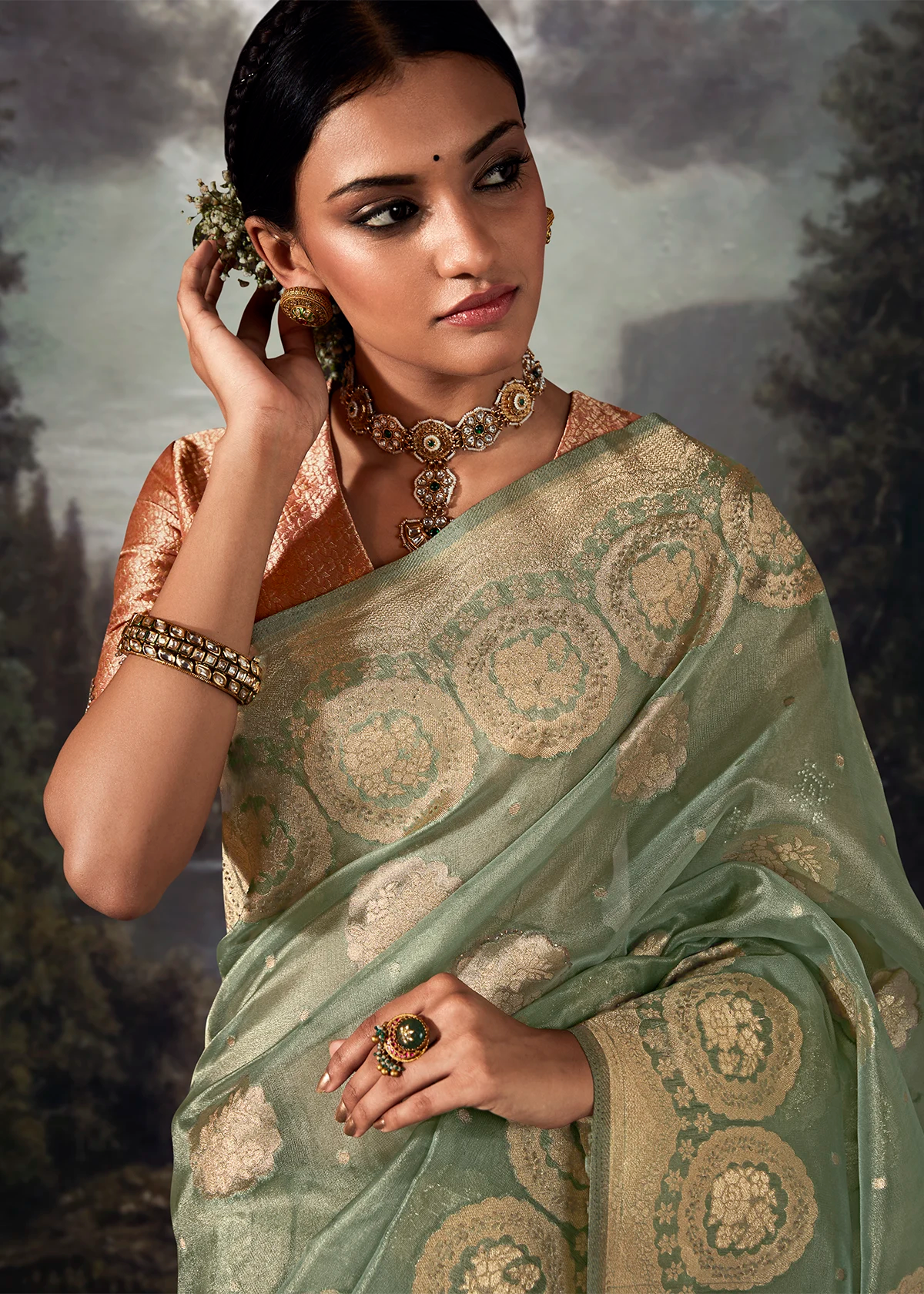 Green Pure Banarasi Silk Saree