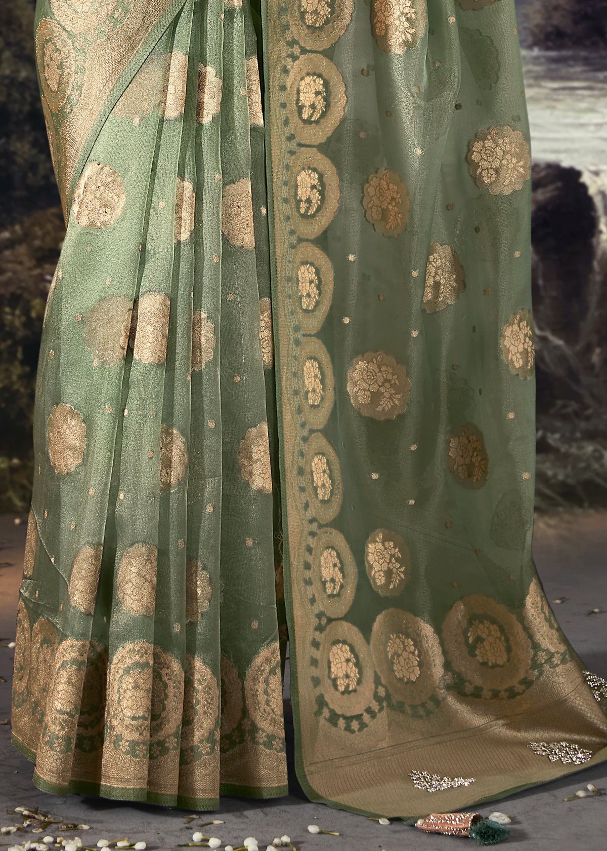 Green Pure Banarasi Silk Saree