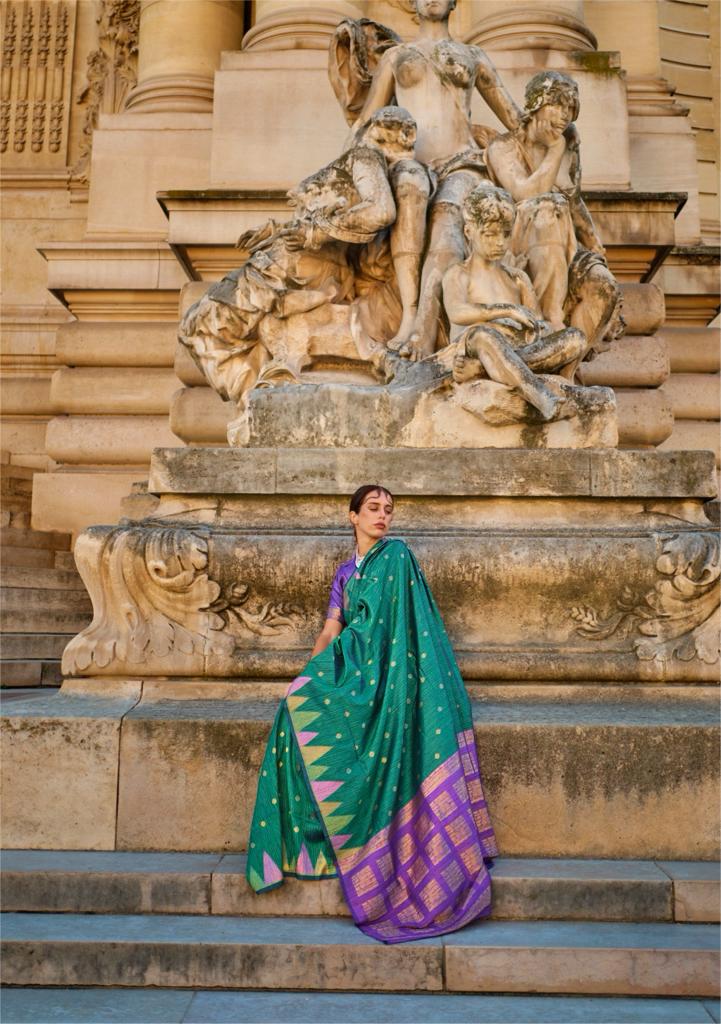 Green Handloom Weaving Khaddi Silk Saree