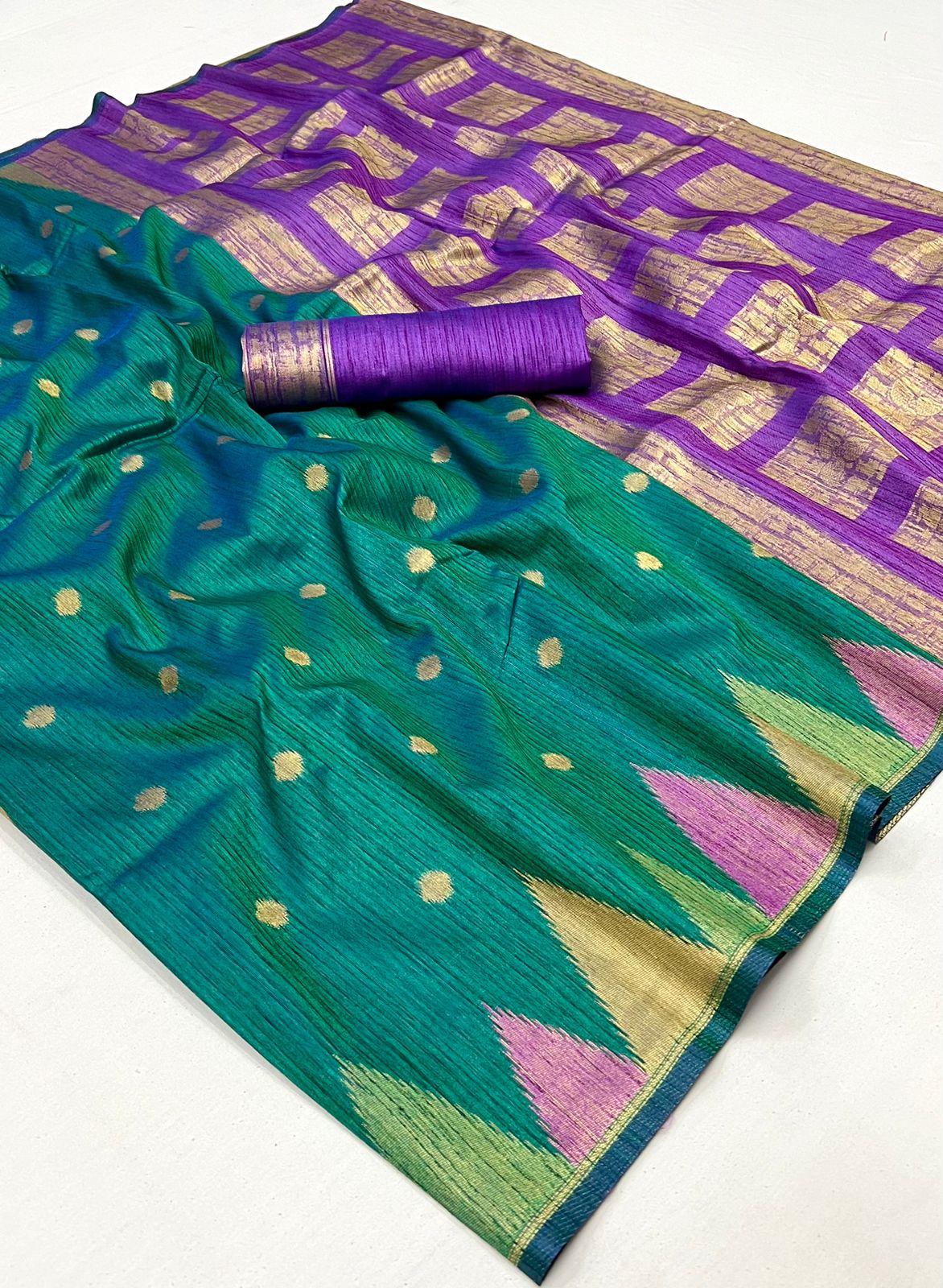 Green Handloom Weaving Khaddi Silk Saree