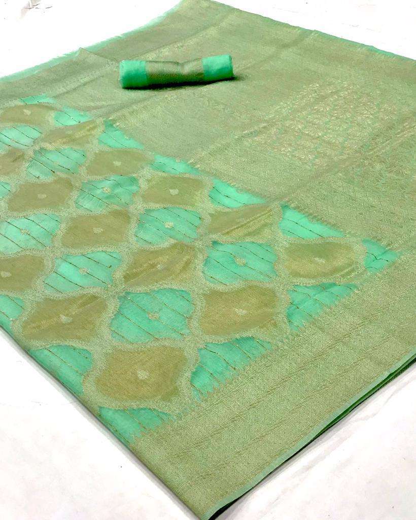 Green Modal Sequence Silk Saree