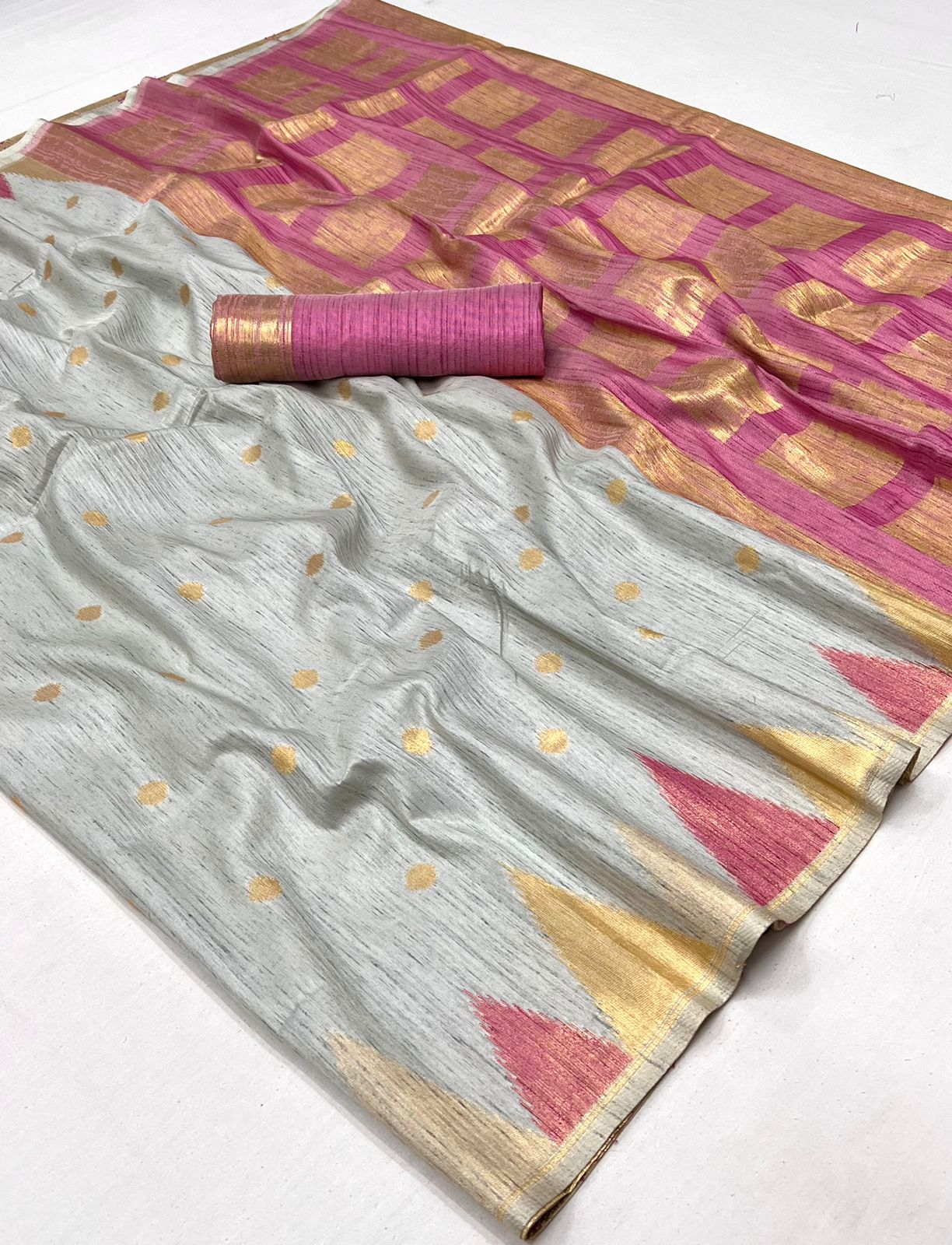 Grey Handloom Weaving Khaddi Silk Saree