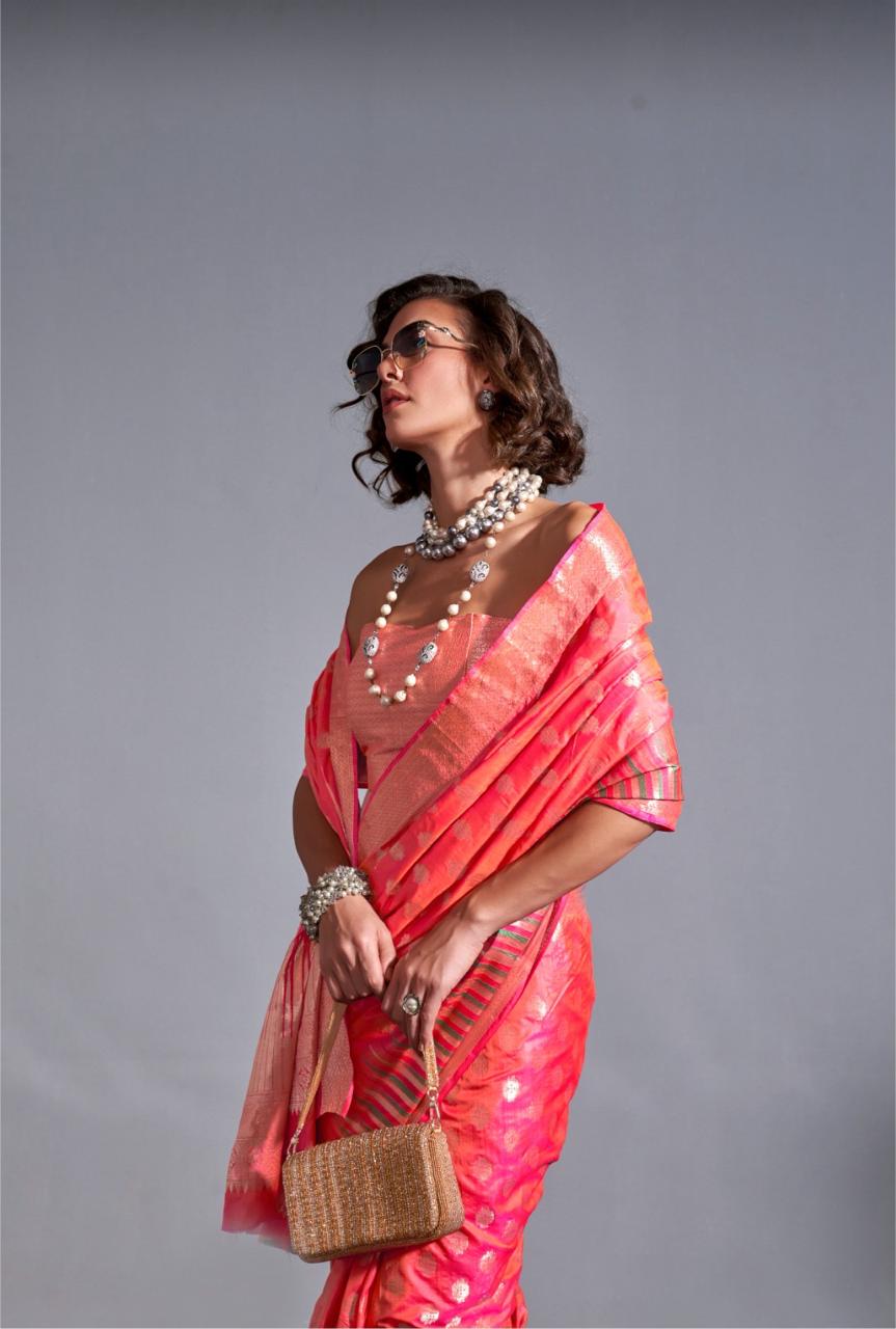 Orangish Red Kodai Silk Saree