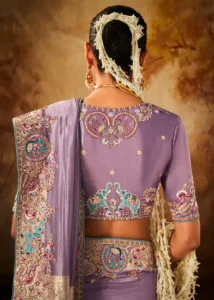 Lavender Pure Banarasi Kanjivaram Saree with Heavy Pallu Weaving