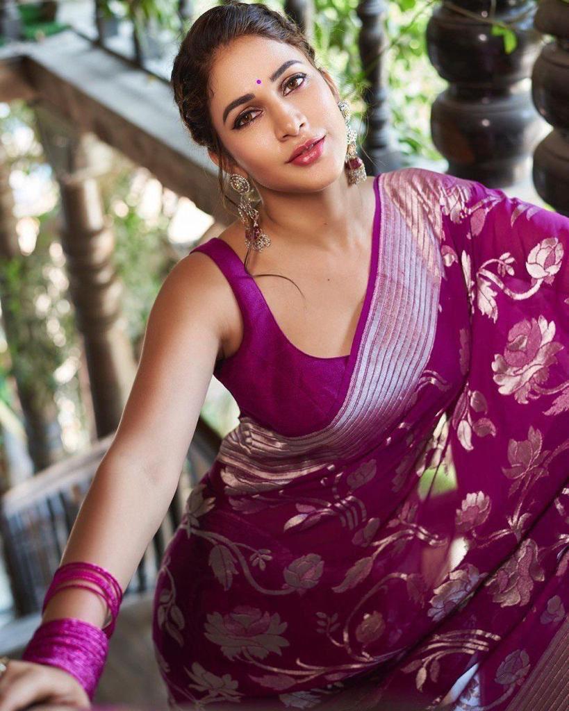 Magenta Soft Lichi Silk Saree