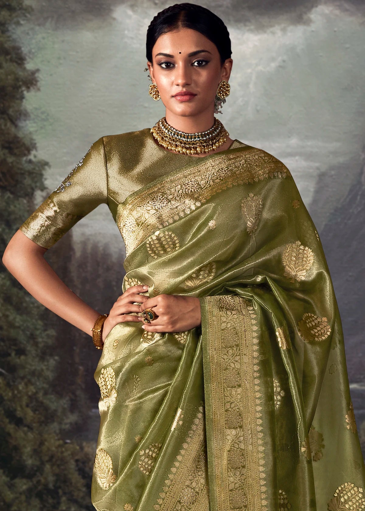Mehndi Green Pure Banarasi Silk Saree