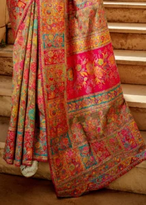 Olive Green Kashmiri Modal Saree