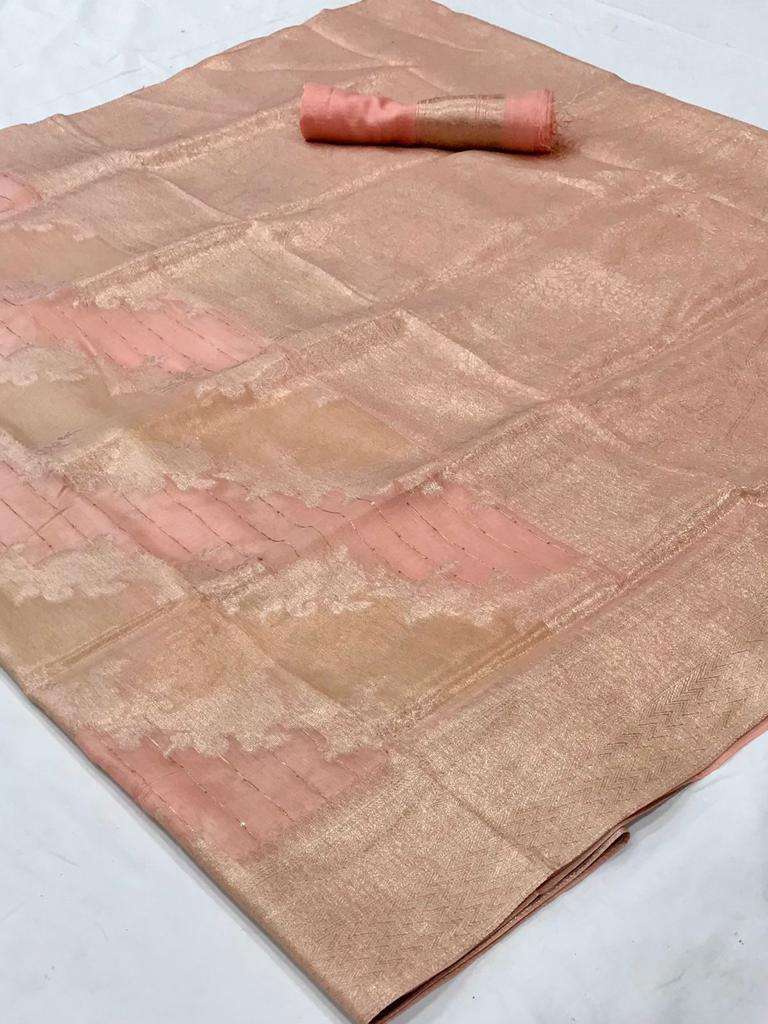 Peach Modal Sequence Silk Saree