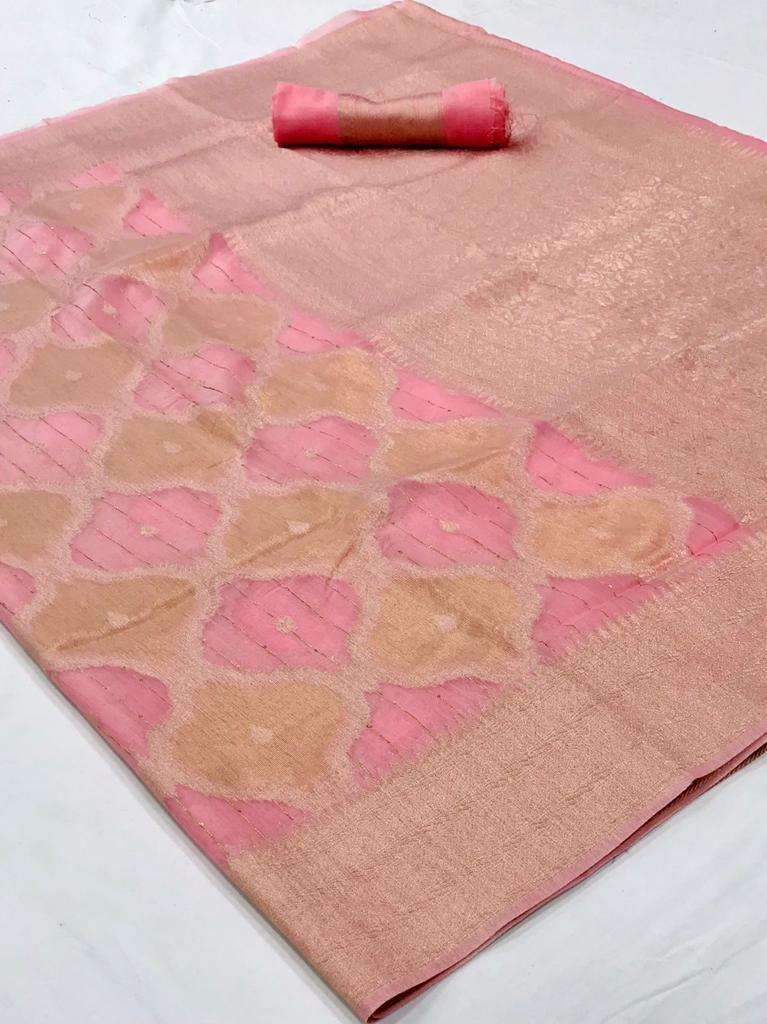 Pink Modal Sequence Silk Saree