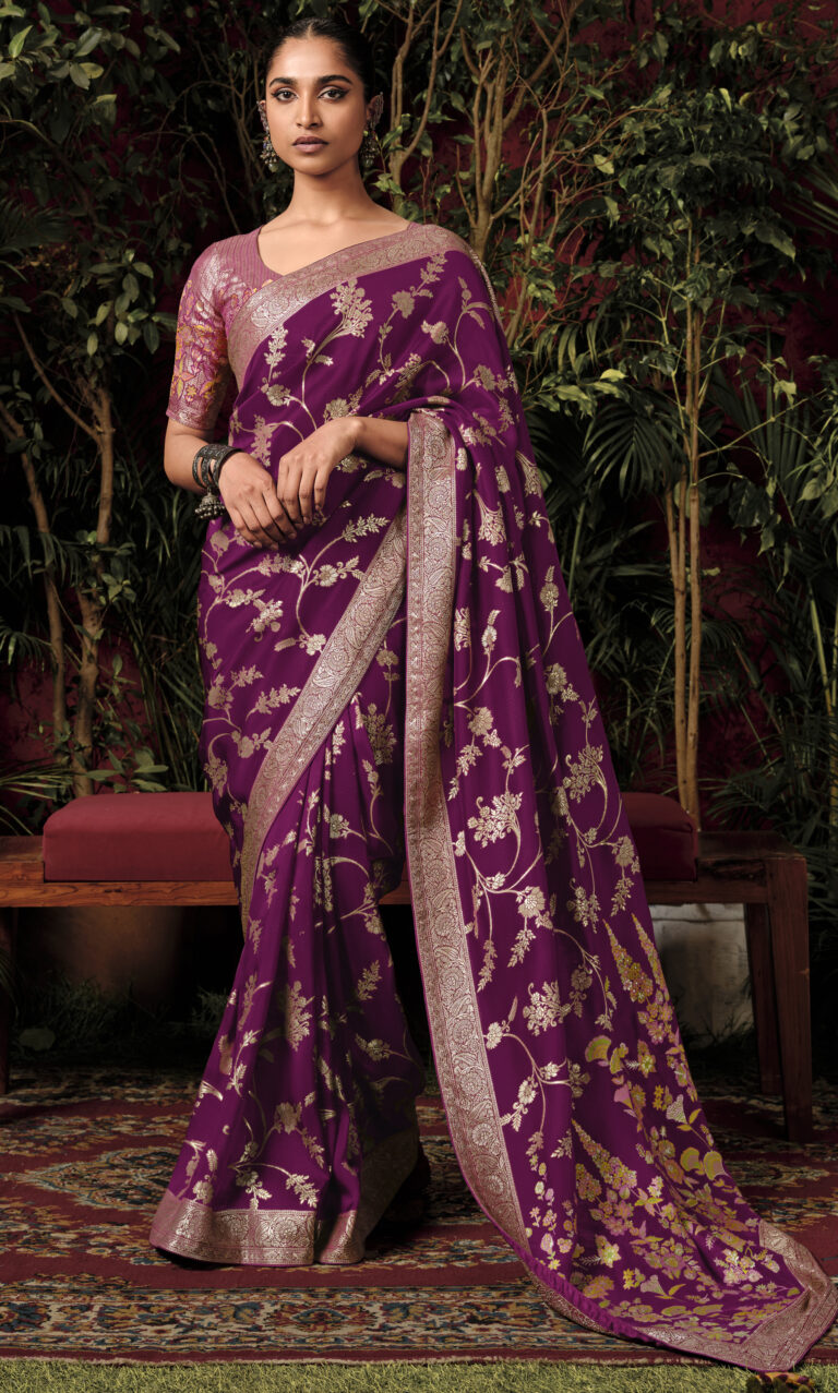 Purple Pure Viscose Dola Silk Saree