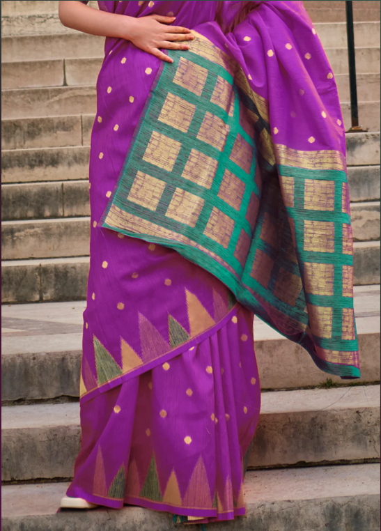 Purple Handloom Weaving Khaddi Silk Saree
