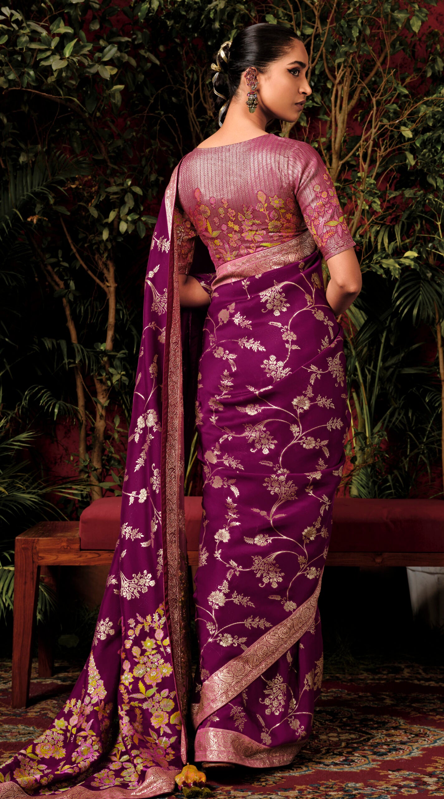 Purple Pure Viscose Dola Silk Saree