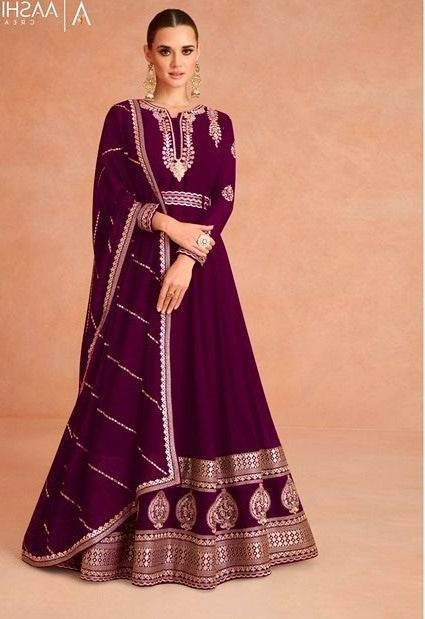 Purple Georgette Gown